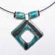 Collier chic losange bleu turquoise et noir