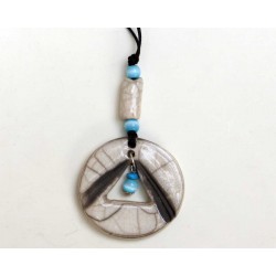 Collier raku  blanc réglable