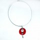 Collier rondeur rouge éclante et graines blanches