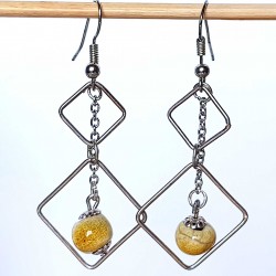 Boucles d'oreilles longues et légères perle raku