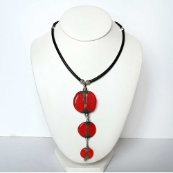collier ethnique trio rouge et noir