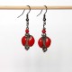 Boucles d'oreilles ethniques lumineuses en rouge et noir