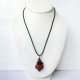 Collier boule  réglable rouge et noir raku