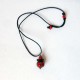 Collier boule  réglable rouge et noir raku