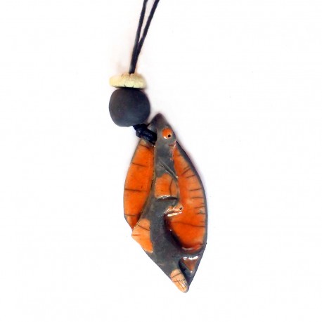 Collier original et artisanal  fantaisie orange