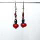 Boucles d'oreilles pendantes en rouge et noir