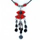 Grand collier rouge et noir original festif  et lumineux