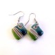 Boucles d'oreilles fines bleues et vertes