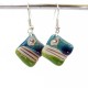 Boucles d'oreilles fines bleues et vertes