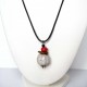 Collier blanc et rouge en céramique raku