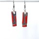 Boucles d'oreilles rectangles rouges et noires