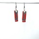 Boucles d'oreilles rectangles rouges et noires