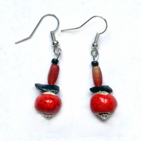 Boucles d'oreilles tendance rouges fantaisie