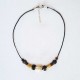 Collier perles raku bois et corne