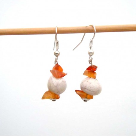 Boucles d'oreilles raku et  petites cornalines