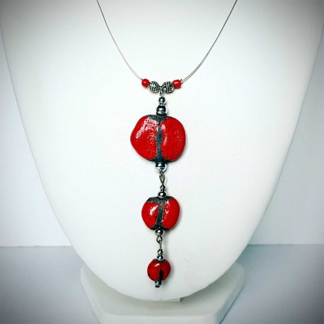 Collier trio rouge ethnique chic