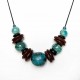 Collier réglable grosses perles turquoises