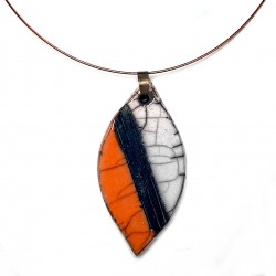 Collier original orange et blanc coloré et lumineux