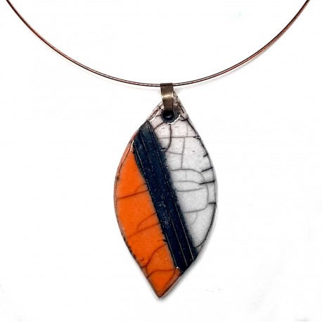 Collier original orange et blanc coloré et lumineux