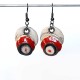 Boucles oreilles originales rondes en blanc et rouge