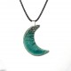 Collier réglable lune turquoise raku