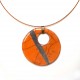 Collier lumineux au grand médaillon orange raku