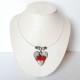 Collier triple cœur rouge et blanc