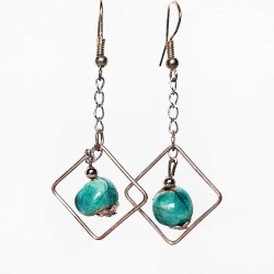 Boucles d'oreilles légères perles  turquoises