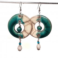 Grandes boucles d'oreilles en turquoise et blanc