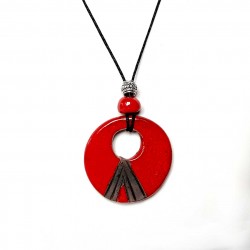 Collier rond rouge et noir réglable