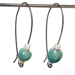 Boucles d'oreilles grandes dormeuses  bleues