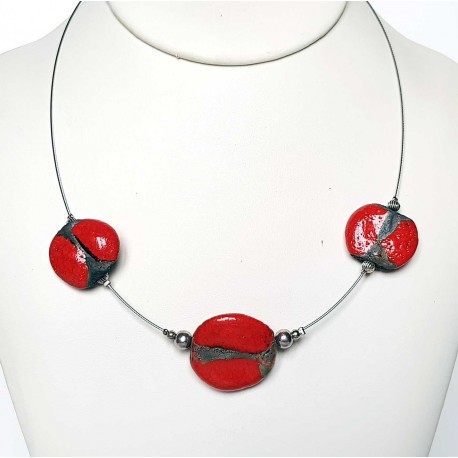 Collier trio rouge flamboyant réglable