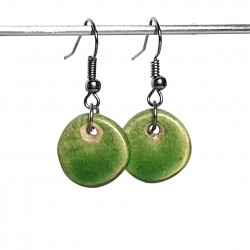 Boucles d'oreilles  vert gazon petites et rondes