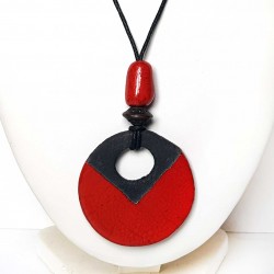 Collier rouge et noir artisanal réglable