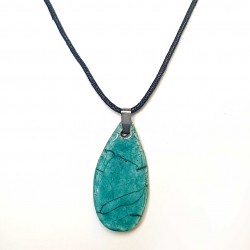 Collier goutte  turquoise en raku
