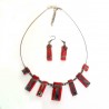 Parure rouge et noir chic collier réglable et boucles oreilles