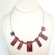 Parure rouge et noir chic collier réglable et boucles oreilles