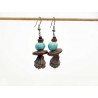 Boucles d'oreilles pendantes céramique et graines eucalyptus