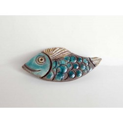 Broche poisson coquin bleu turquoise