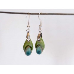 Boucles d'oreilles raku  larmes d'azur