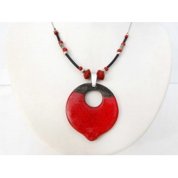 Collier rouge et noir rond et  lumineux