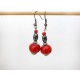 Boucles d'oreilles écarlate rouges et noires 