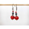 Boucles d'oreilles écarlates rouges et noires