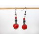 Boucles d'oreilles écarlate rouges et noires 