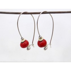 Boucles d'oreilles grandes dormeuses rouges