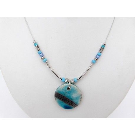 Collier turquoise argenté  chic et léger