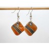 Boucles oreilles carrées orange et noir 