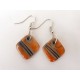 Boucles oreilles carrées orange et noir 