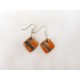 Boucles oreilles carrées orange et noir 