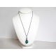 Collier boule turquoise et noir réglable 